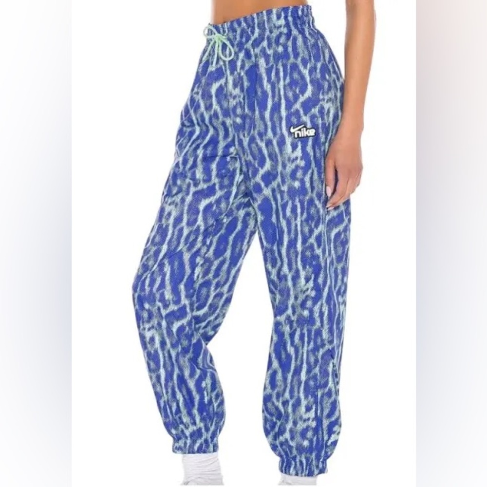 Nike Blue Patterned Wide-Leg Track Pants